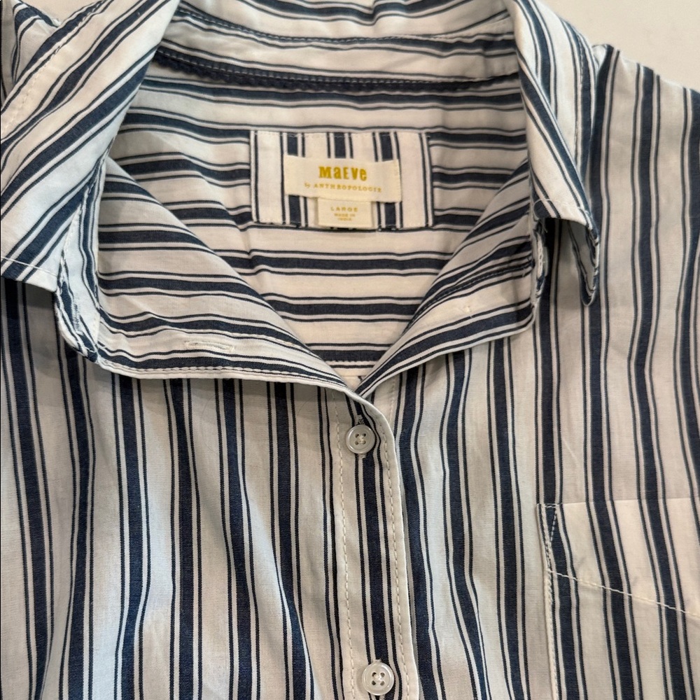Maeve by Anthropologie Bennet Women’s Navy and White Striped Shirt